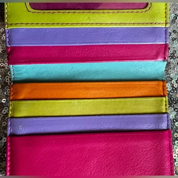 Colorful Bi-Fold Genuine Leather Cards Wallet For Women - Picture 11 of 16
